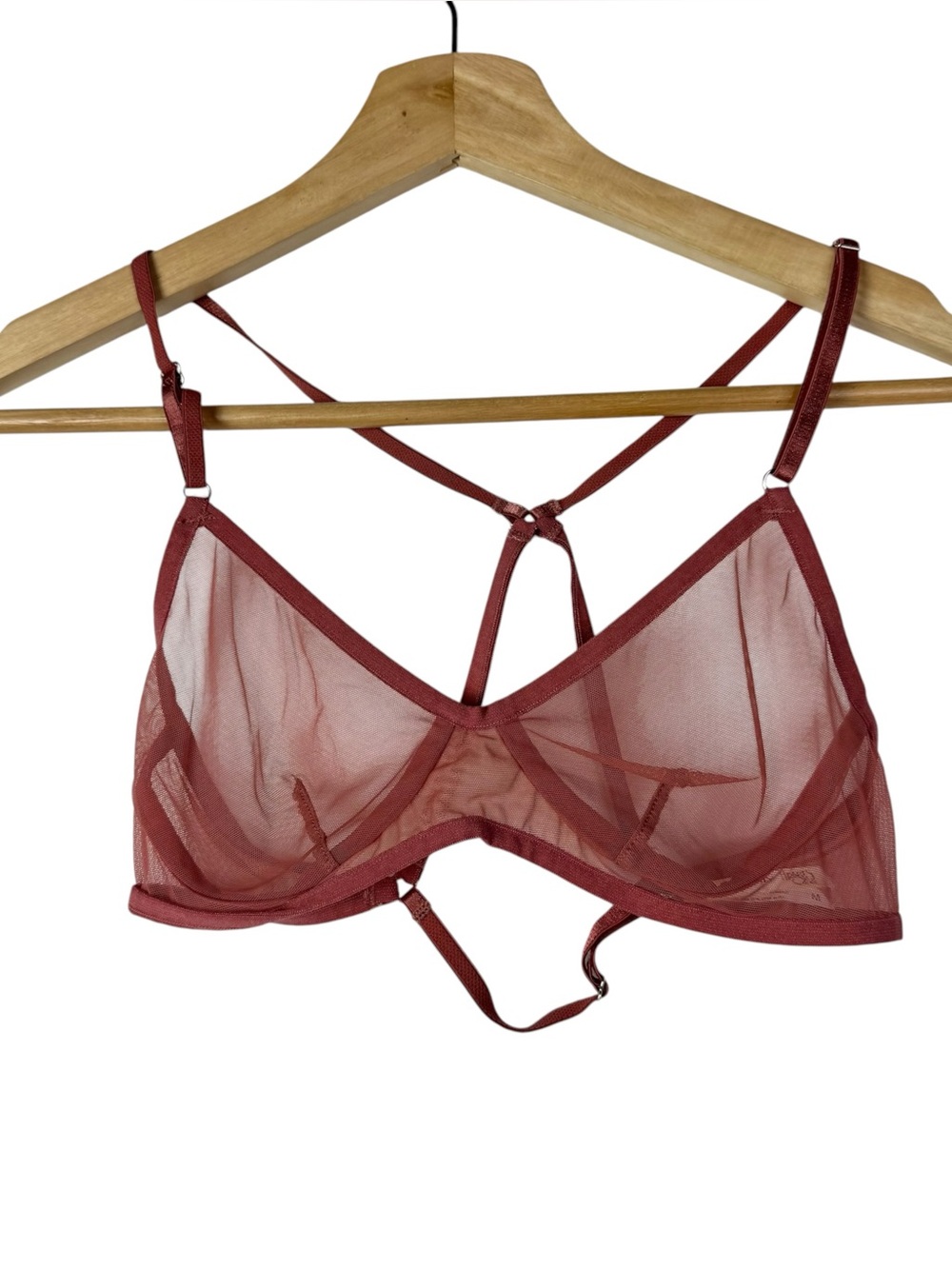 Adore Me Red Sheer Strappy Back Mesh Bralette M
